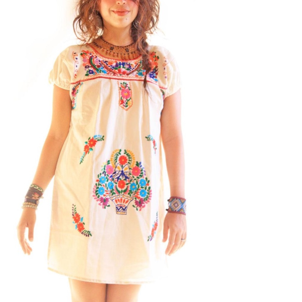 Mexican Embroidered Dress Boho chic tunic tent